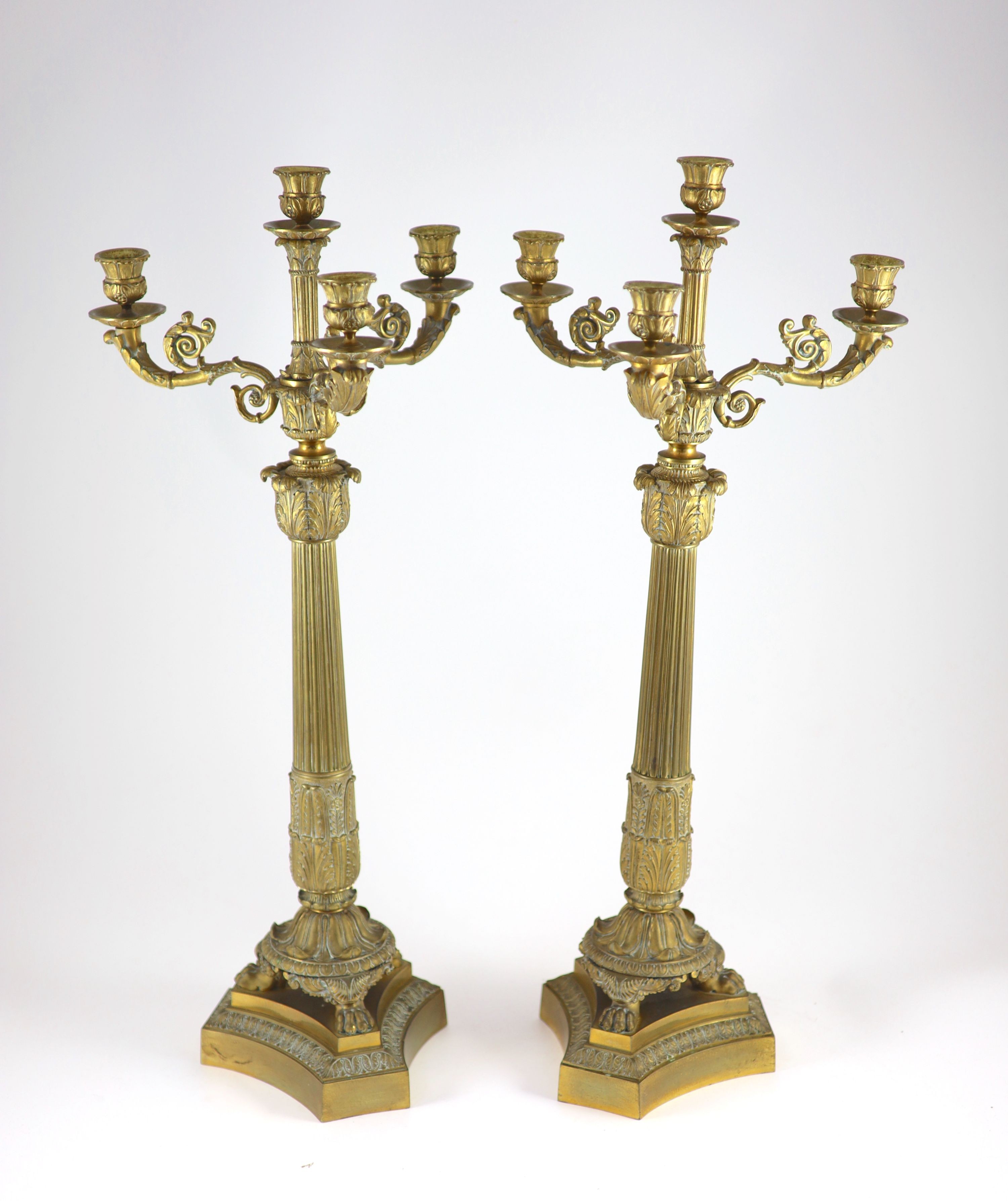 A pair of 19th century French Empire style ormolu candelabra height 70.5cm
